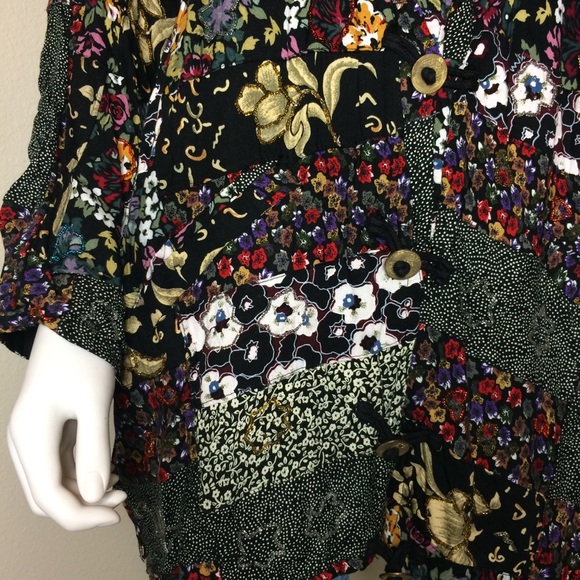 Vintage kimono floral patchwork jacket duster top - Picture 3 of 8